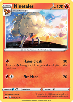 Ninetales 023/202 R Sword & Shield Pokemon Reverse Holo LP - Image 1