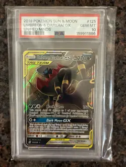 2019 POKEMON SUN & MOON UNIFIED MINDS 125 UMBREON & DARKRAI GX - PSA 10 - Image 1