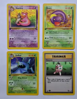 Pokemon Fossil 1st Edition 4 card Lot 1999 WOTC LP Slowbro Golbat Ekans Recycle - Image 1