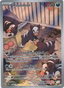 NM-Mint Houndour - 204/197 - Illustration Rare Pokemon Obsidian Flames - Image 1