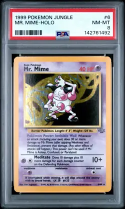 1999 POKEMON JUNGLE #6 MR. MIME-HOLO PSA 8 - Image 1