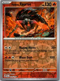 Paldean Tauros 028/193 Uncommon Paldea Evolved Pokemon Reverse Holo Near Mint - Image 1