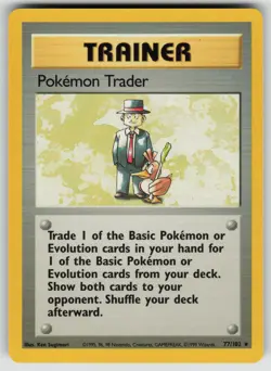 Pokemon Trader 77/102 Rare Base Set Unlimited Pokemon Near Mint - Image 1
