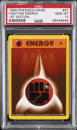 1999 POKEMON BASE SET 1ST EDITION #97 FIGHTING ENERGY PSA 10 - Image 1