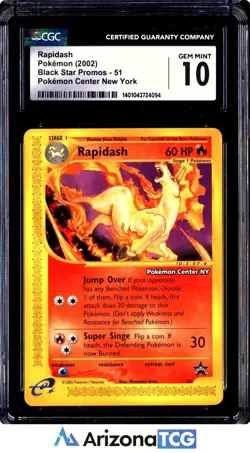 Pokemon 2002 Rapidash 51 Pokemon Center NY Black Star Promo GEM MINT CGC 10 - Image 1
