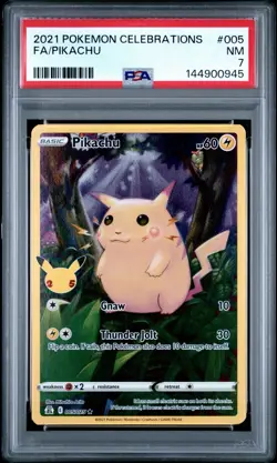 2021 Pokemon Celebrations Pikachu 005 FULL ART PSA 7 NEAR MINT - Image 1