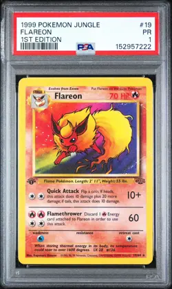 PSA 1 Flareon 1st edition jungle non holo 1999 #19 Pokemon WoTC PR - Image 1
