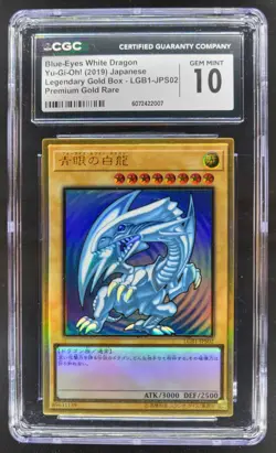 2019 YU-GI-OH! JAPANESE BLUE-EYES WHITE DRAGON PREMIUM GOLD RARE CGC 10 PT - Image 1