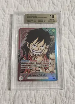 0157 Monkey D Luffy 2022 One Piece Romance Dawn #OP01-003 Leader Alt Art BGS 10 - Image 1