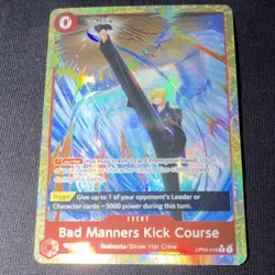 ONE PIECE Bad Manners Kick Course OP04-016 Sanji Event Holo Card - Image 1