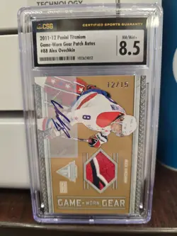 ALEX OVECHKIN 2011-12 Panini Titanium Game-Worn Gear 12/15 AUTO PATCH CSG 8.5 - Image 1