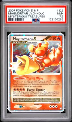 2007 POKEMON DIAMOND & PEARL MYSTERIOUS TREASURES MAGMORTAR LV.X-HOLO PSA 7.5 - Image 1