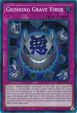 Yu-Gi-Oh Card - SR06-EN030 - GRINNING GRAVE VIRUS (super rare holo) - NM/Mint - Image 1