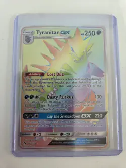 2018 Pokemon Lost Thunder Tyranitar GX Rainbow Secret Rare #223 - Image 1