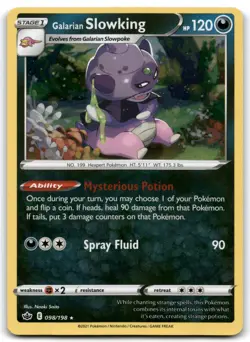 Galarian Slowking - SWSH06: Chilling Reign 098/198 Rare Cosmos Holo Pokemon NM - Image 1
