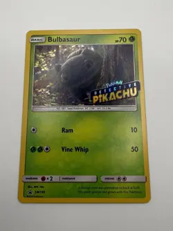 Bulbasaur - (Detective Pikachu Stamped) SM198 Holo Sun & Moon Promo Pokemon LP - Image 1