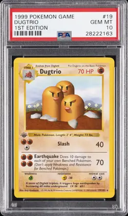1999 POKEMON GAME 1ST EDITION #19 DUGTRIO PSA 10 - Image 1