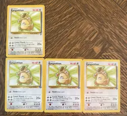 Lot Of 4 WOTC Kangaskhan 21/64 Jungle Regular x3 & x1 Base Set 2 cards DAMAGED - Image 1