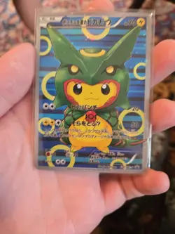 Pokemon Fan Art Pikachu Poncho Rayquaza Cosplay Card 231 black star promo NM - Image 1