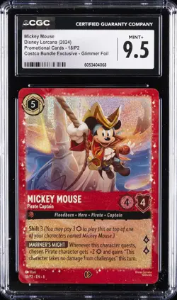 2024 DISNEY LORCANA PROMO CARDS GLIMMER FOIL #18/P2 MICKEY MOUSE CGC 9.5 - Image 1