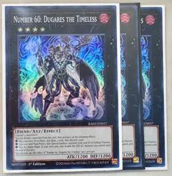 Yugioh! 3x Number 60: Dugares the Timeless RA02-EN037 Super Rare 1st Ed NM - Image 1