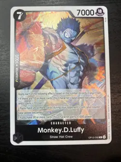 bandai one piece monkey.d.luffy op15-092 rare special holo character 7c 7000 - Image 1