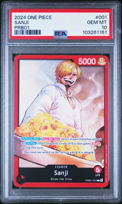 2024 ONE PIECE PRB01-001 SANJI PSA 10 POP 8 PREMIUM BOOSTER #1 - Image 1