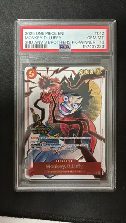 One Piece Graded: Monkey. D. Luffy ST01-012 3rd Anniversary Winner Foil PSA 10 - Image 1
