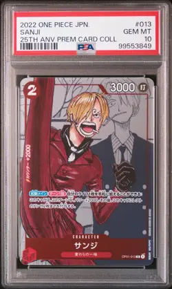2022 ONE PIECE JPN 25TH ANNIVERSARY PREMIUM CARD COLL #013 SANJI PSA 10 - Image 1