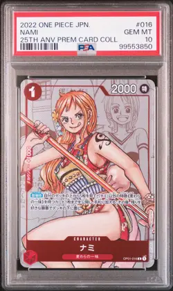 2022 ONE PIECE JPN 25TH ANNIVERSARY PREMIUM CARD COLL #016 NAMI PSA 10 - Image 1
