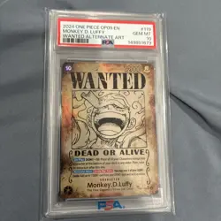 2024 One Piece Monkey D Luffy OP09 EN Wanted Alternate Art PSA 10 GEM MINT - Image 1