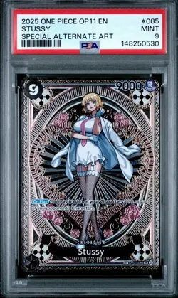 2025 ONE PIECE OP11-A FIST OF DIVINE SPEED SPECIAL ALTERNATE ART STUSSY PSA 9 - Image 1