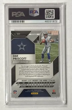 2016 Panini Prizm Dak Prescott Orange Prizm 026/299 Rookie RC #231 PSA 10 GEM MT - Image 2