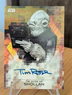 2017 Topps Star Wars Rogue One Tim Rose as Shollan GOLD Auto 01/10 - Image 1
