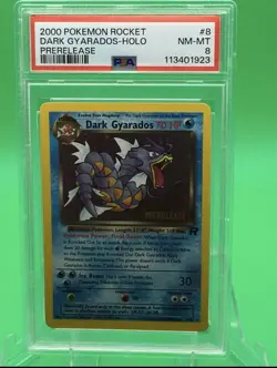 DARK GYARADOS- 2000 POKEMON ROCKET PRERELEASE #8 HOLO PSA 8 - Image 1