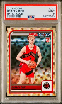 2023-24 Panini NBA Hoops Gradey Dick Rookie Gold Hyper Prizm /10 PSA 9 RC - GOLD - Image 1