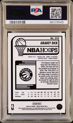 2023-24 Panini NBA Hoops Gradey Dick Rookie Gold Hyper Prizm /10 PSA 9 RC - GOLD - Image 2
