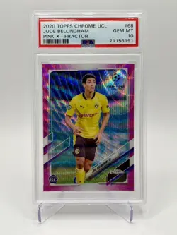 2020-21 Topps Chrome UCL Jude Bellingham RC Pink X-Fractor PSA 10 Rookie - Image 1