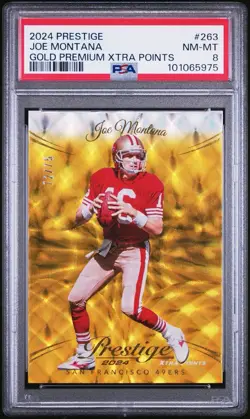 2024 Panini Prestige Joe Montana Gold Premium Xtra Points /15 PSA 8 49ers - Image 1