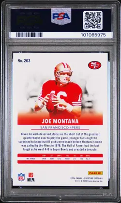 2024 Panini Prestige Joe Montana Gold Premium Xtra Points /15 PSA 8 49ers - Image 2