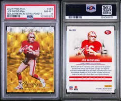 2024 Panini Prestige Joe Montana Gold Premium Xtra Points /15 PSA 8 49ers - Image 3