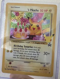 Birthday Pikachu Holo 24 Celebrations Classic Collection Pokemon Card 2021 Promo - Image 1