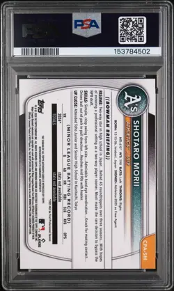 2025 Bowman Chrome Shotaro Morii 1st Chrome Auto (RC) #CPASM Athletics PSA 9🔥 - Image 2