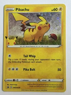 Pokemon TCG Card Pikachu SWSH039 Sword & Shield Black Star Promo General Mills - Image 1