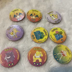 1998 Nintendo | Pokemon Assorted Lot of 9Tomy Battle Disc Pog Card TCG Toy - Image 1