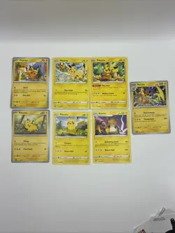 Pokemon TCG Pikachu Mixed Card Lot of 7 Common & Uncommon NM/M - Image 1