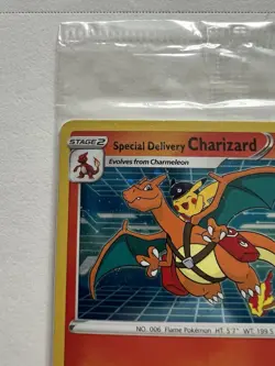 Pokemon TCG Special Delivery Charizard SWSH075 Promo Card Sealed Swirl 🍥 - Image 5
