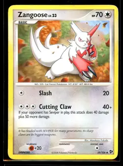 2008 Diamond & Pearl - Great Encounters Zangoose #59 Non Holo Pokemon Card - Image 1