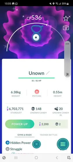 Pokemon Go Shiny Unown V - Image 1