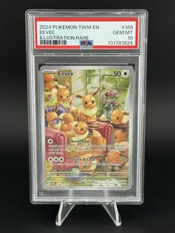 Pokemon 2024 Eevee 188/167 Full Art IR Twilight Masquerade GEM MINT PSA 10 - Image 1